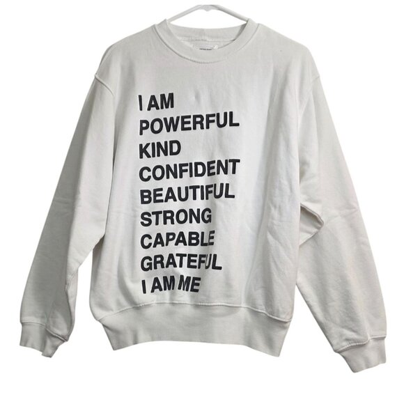 Anine Bing NWT Ramona Empowerment Sweatshirt Pullover Crew White Black Small - Picture 1 of 7